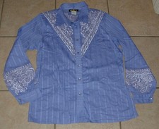 BOB MACKIE Vintage Embroidered Purple Sz Medium Casual or Dress Button Up Shirt
