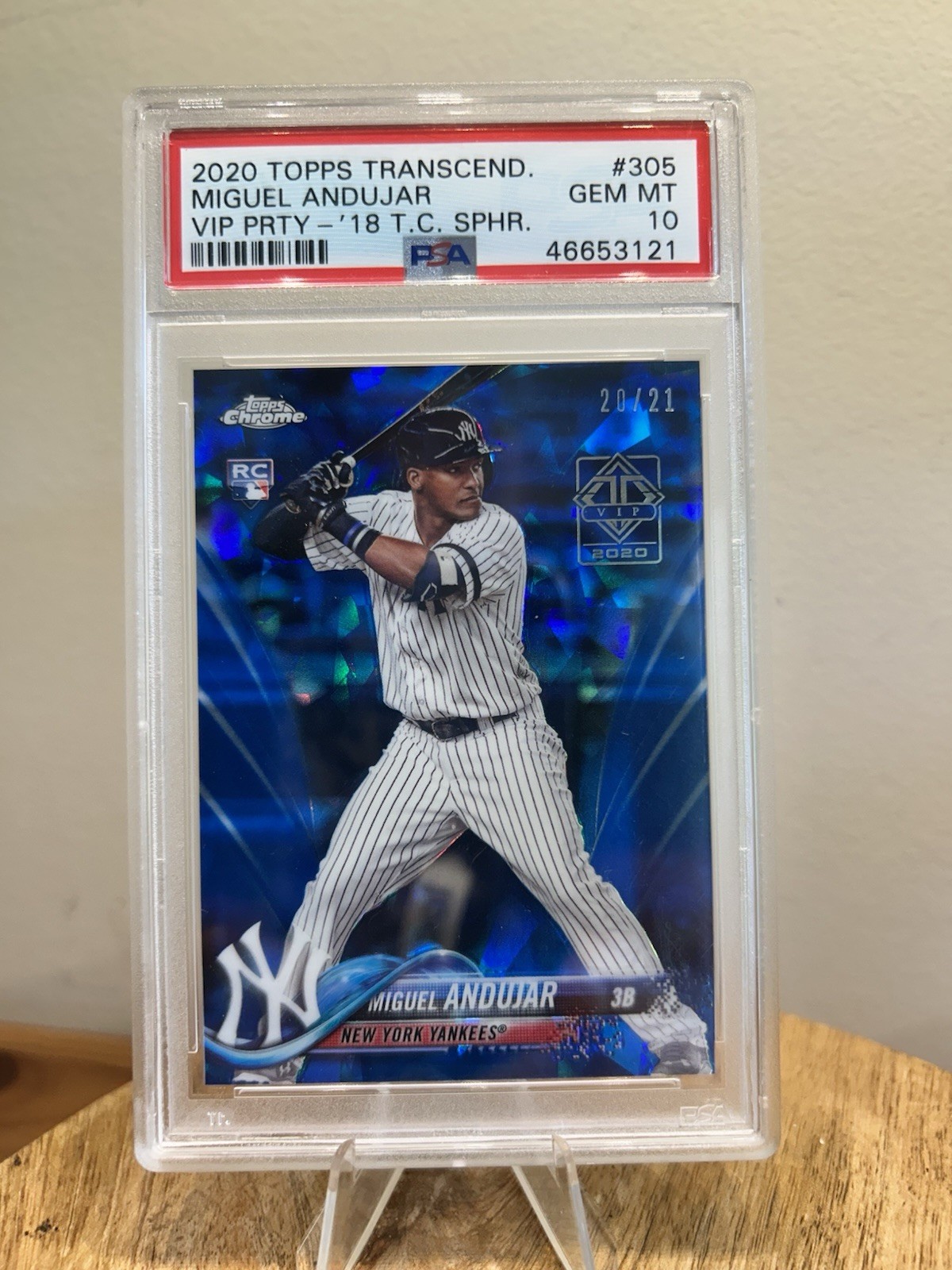 2020 Transcendent VIP 2018 Topps Chrome Sapphire Miguel Andujar PSA 10 /21 RC