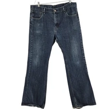 Levis 527 Jeans Mens 38x31 Blue Denim Bootcut Distressed Frayed Hem Mexico