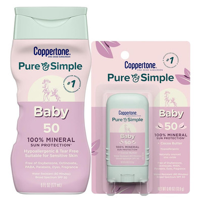 Pure and Simple Baby Mineral Sunscreen Lotion SPF 50 (6 Fl Oz) + Baby Sunscreen