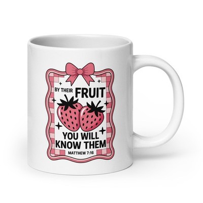 Matthew 7:16   ''By Their Fruit'' Vintage Jam Label White Mug