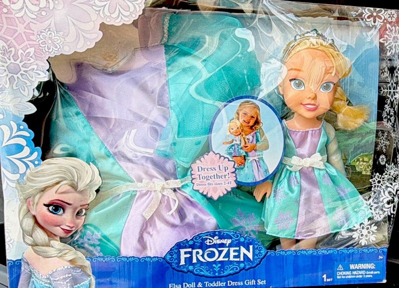 Disney Frozen Elsa 12 in Doll Playset w/ Toddler Dress Outfit, Removable Clothes