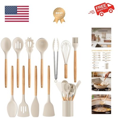 Silicone Cooking Utensil Set,12 PCS Cooking Cookware Kitchen Utensils Set for...