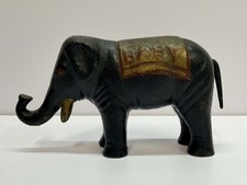 Metal Elephant Statue Figurine - Wearing “Baby” Blanket - Cast Iron Looking