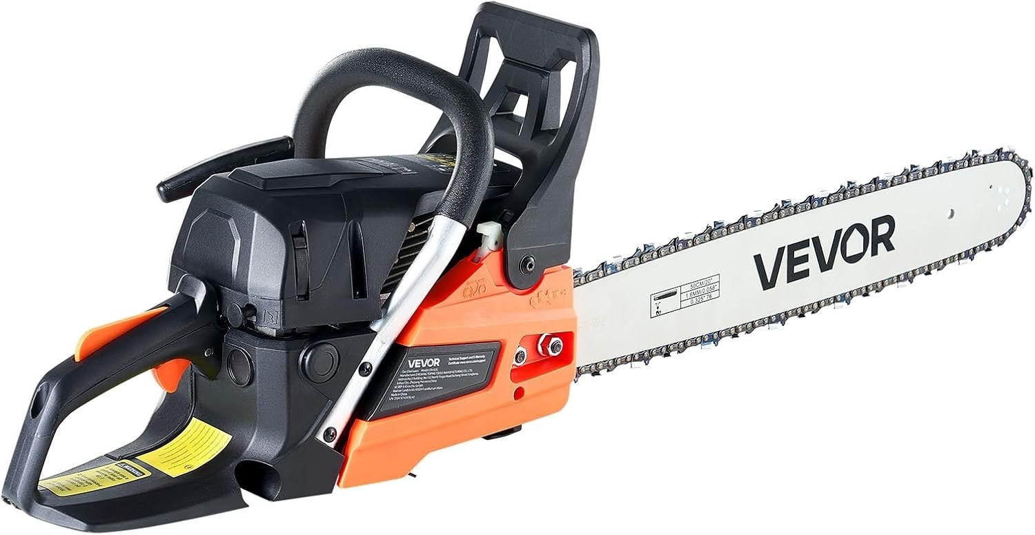 VEVOR 20" 62CC Gas Chainsaw 3.8HP 2-Stroke Engine Wood Cutting Tree Trimming