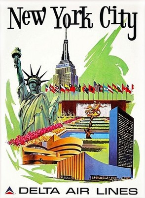 1974 Delta Air Lines New York Travel Poster - artofuniverse0 A1-A4 Poster Art Pain