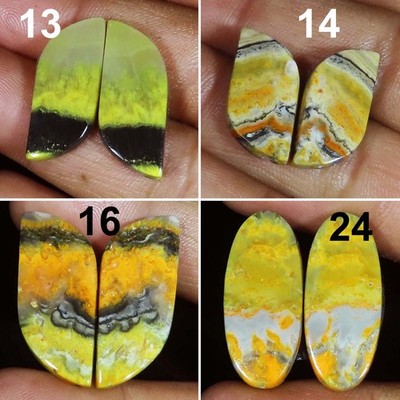Natural Bumble Bee Jasper Pair Cabochon Gemstone For Earrings Jewelry #VR 28