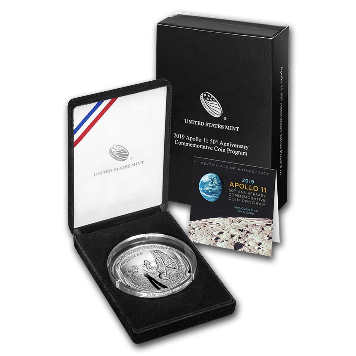 2019-P Apollo 11 50th Anniversary $1 5 oz Silver Prf (Box & COA 2019-P Apollo 11 50th Anniversary $1 5 oz Silver Prf (Box & COA