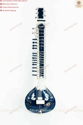 Hand Paint Tun Wood Indian Musical Blue Electric Trable Sitar