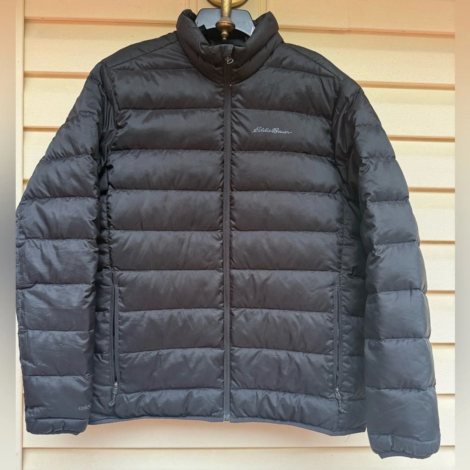 Eddie Bauer EB650 Black Down Puffer Jacket, Lightweight, Full Zipper, Size XXL
