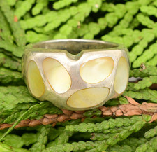 Sterling Silver 925 Mother Of Pearl Gemstone Band/Ring Size 7.5