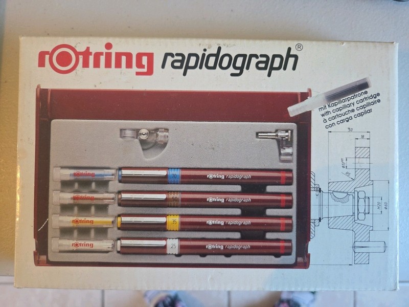 Rotring Rapidograph Vintage Technical Pen Set New in Box