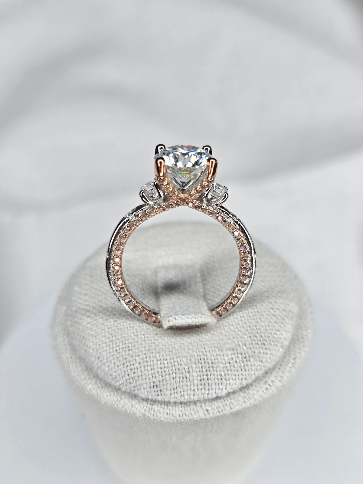 Moissanite Engagement Ring 925 Sterling Silver 2 Carat Rose Gold Detail size 6-image