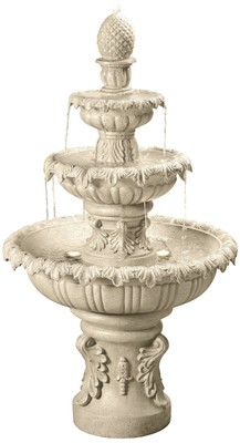 John Timberland Ibiza 46'' 3-Tiered Sandstone Finish Fountain with LED