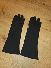 Vintage Mid Century Ladies Finale Cotton Black 3/4 Length Size B Gloves