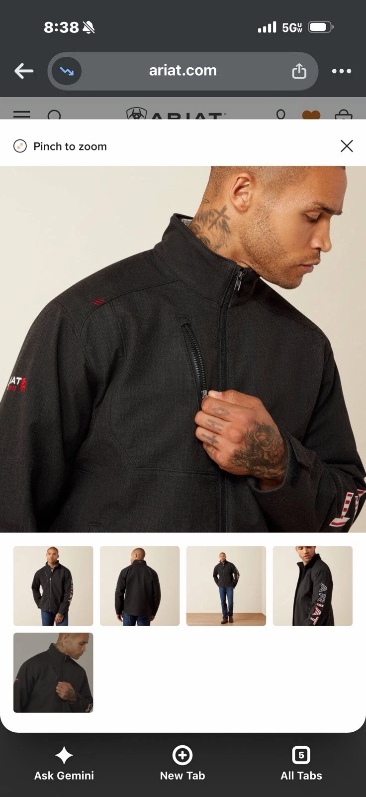 Ariat FR Team Logo Softshell Jacket Mens L 44in Chest Black Zip Polyester - product detail image 3