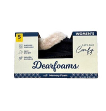 Dearfoams Womens Clog Slippers Black Size S 5/6 Washable Memory Foam NIB