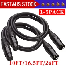 Premium XLR Male to Female All Sizes Microphone Cable Balanced 3 Pin Pro Grade