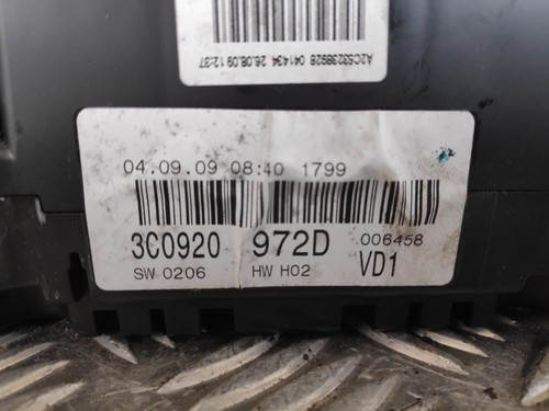 2009 VOLKSWAGEN PASSAT B6 3C2 INSTRUMENT CLUSTER 3C0920 972D - Picture 3 of 6