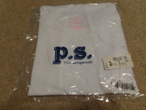 aeropostale kids ps girls' solid scoop core tee shirt BLEACH (WHITE) NWT - Picture 2 of 2