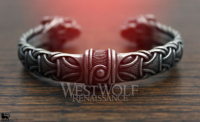 Viking Sabertooth Tiger Beast Torc Bracelet --- Norse/Smilodon/Cat