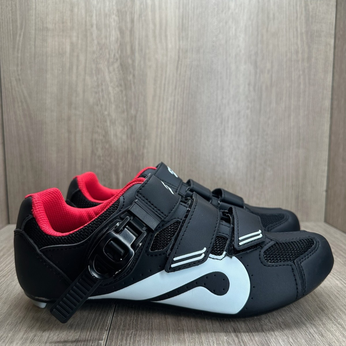 Peloton Cycling Shoes Black Red Hook Loop Closure Men\'s Size 12/13- No Clips‎ Peloton Cycling Shoes Mens Sz 6.5 Low Top Adjustable Hook  main image 3
