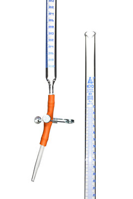 100mL Burette, Class B, Rubber Tube, Pinch Clip, Borosilicate Glass - Eisco Labs