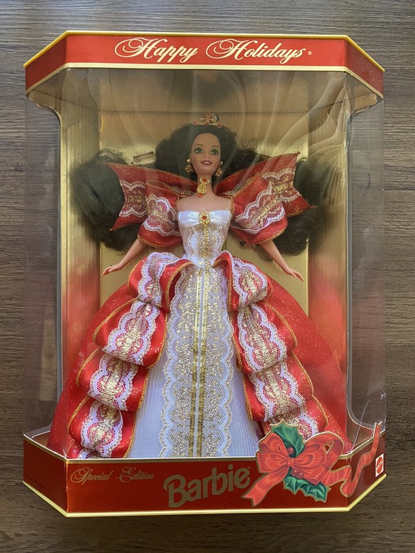 1997 RARE GREEN EYES Happy Holidays Special Edition Barbie Doll Mattel 17832