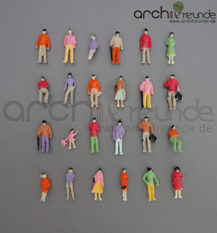 ARCHIFREUNDE 100 x Modell Stehende Sitzende Figuren-Menschen Handbemalt 1:100 Spur TT - Typ B