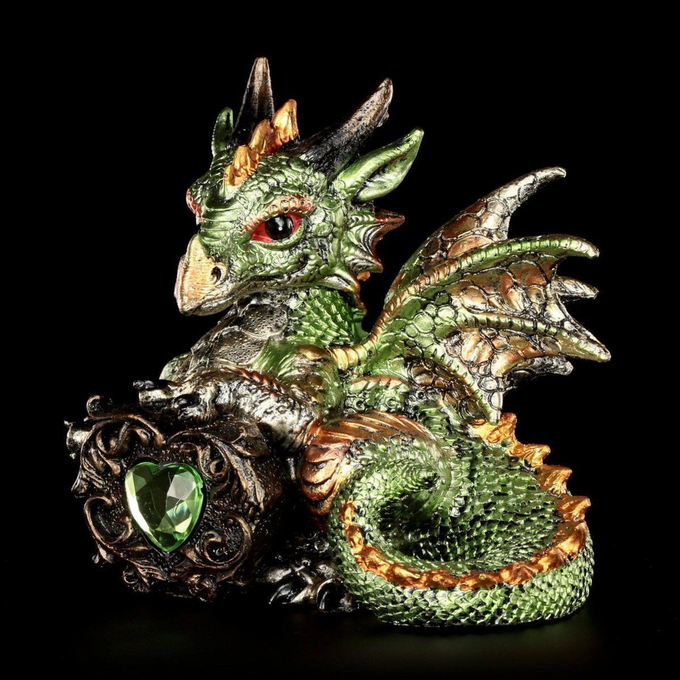 Figura de Dragón - Malaquita Con Diamond - Fantasía Bebé Dragon Decoración