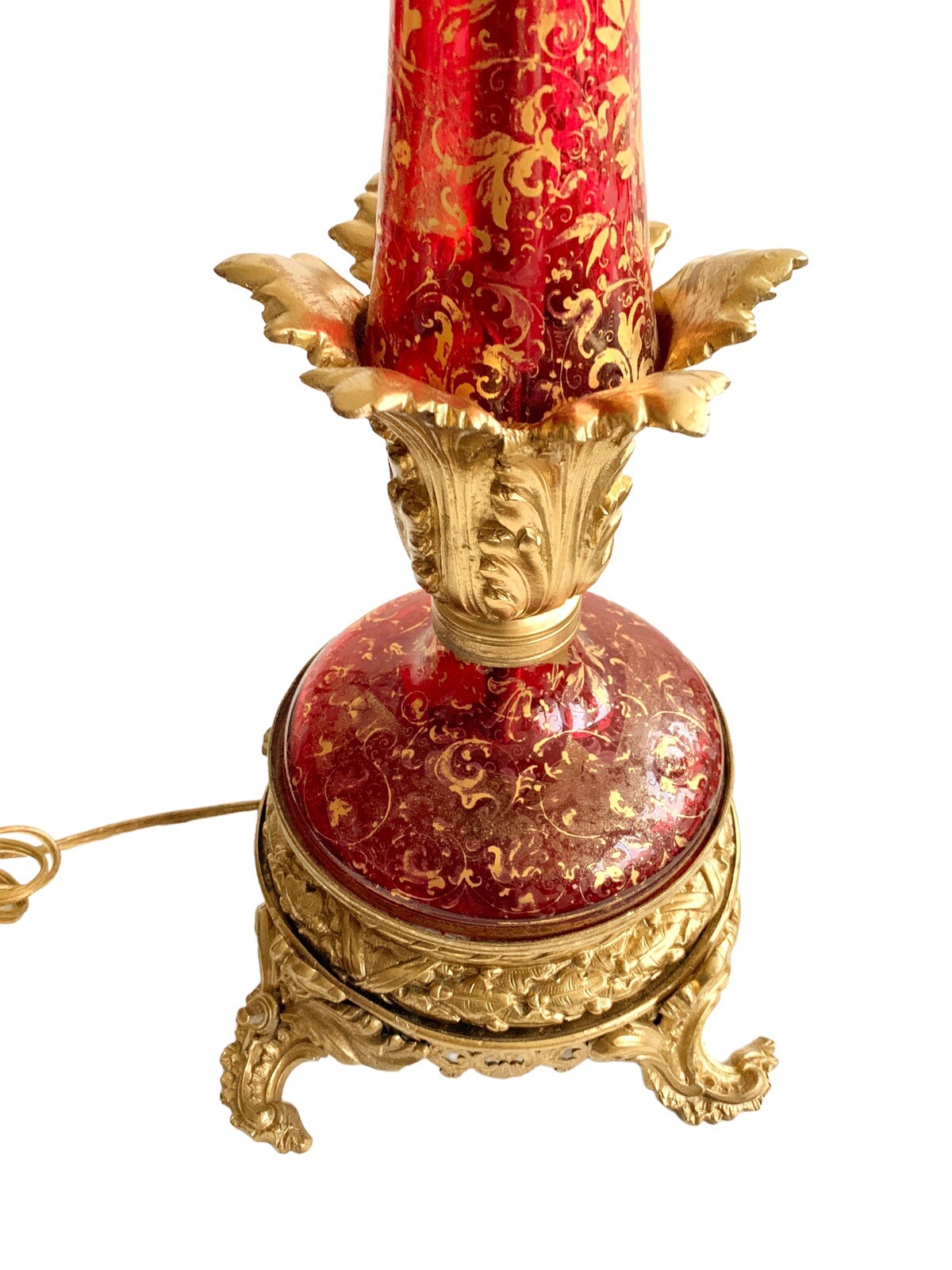 Antique Ruby Glass Table Lamp Victorian 34” tall | eBay