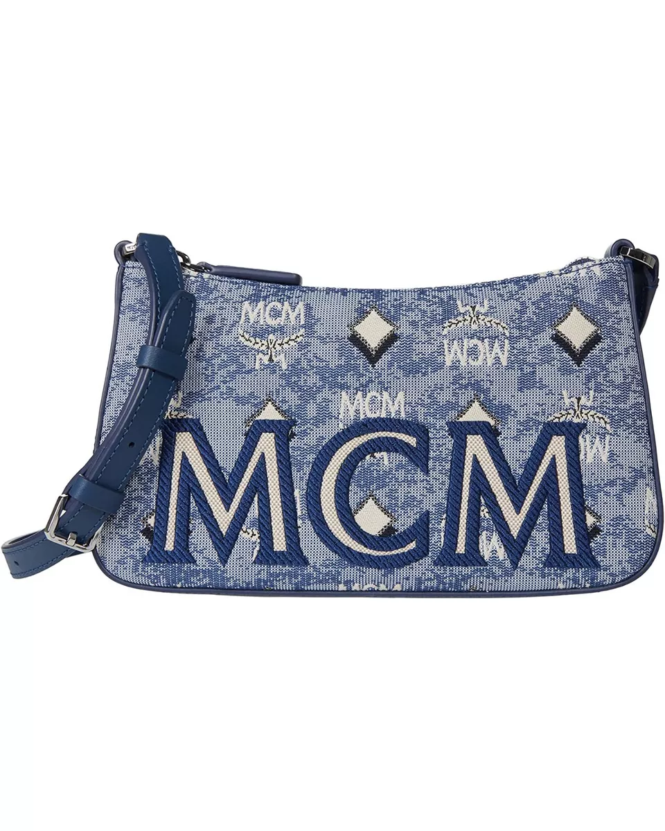 Mcm Blue Small Leather Tote Bag