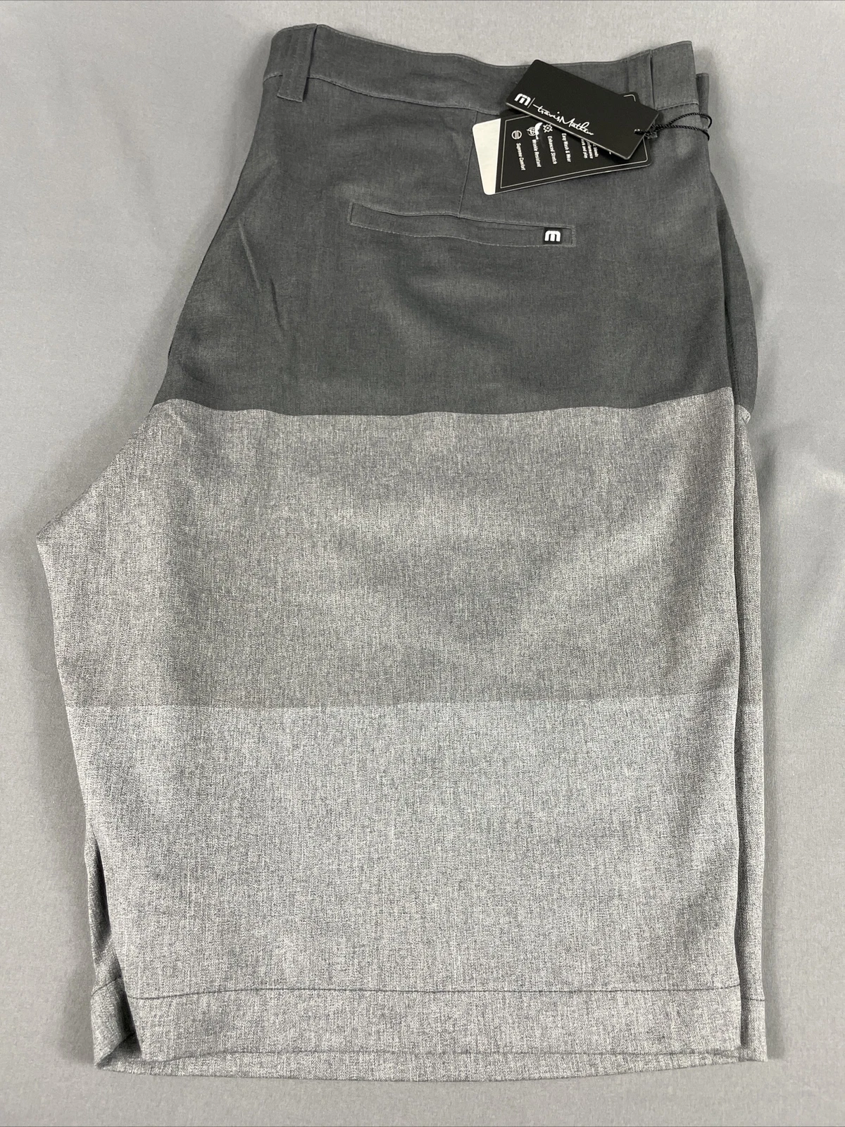 Travis Mathew Golf Shorts Why Worry 42 x 10 Gray Colorblock NWT MSRP $85