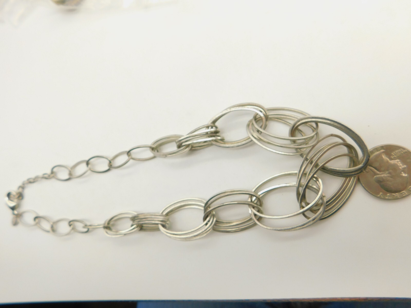 Signed Express Multiple Oval Silver Tone Metal Ch… - image 5