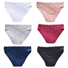 Womens Stretch Lace Cotton Panties Seamless Underwear Low Waist Knickers Brie 