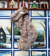 BROWN FAUX FUR CHRISTMAS STOCKING -NWT- LET YOUR MANTEL HANG WITH SOME ELEGANCE 