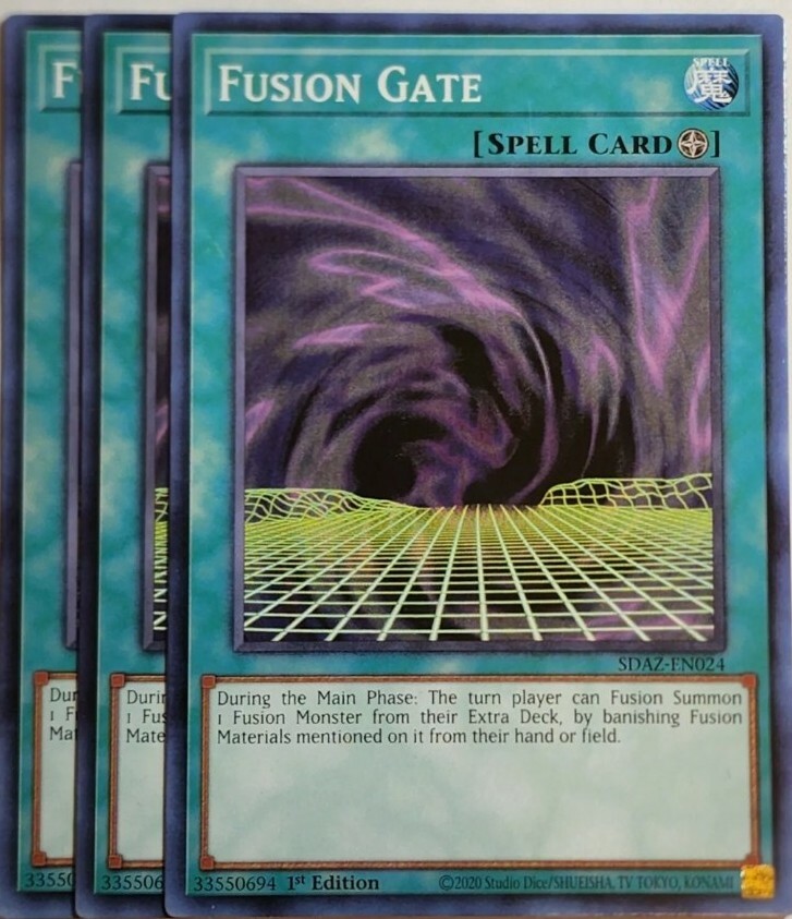 Yugioh 3x Fusion Gate Common Playset SDAZ 1st Edition MP