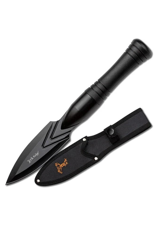 Cuchillo daga de hoja fija lanza aguja Elk Ridge negro con funda ER-SP002BK 10,50" Foto 2 de 4