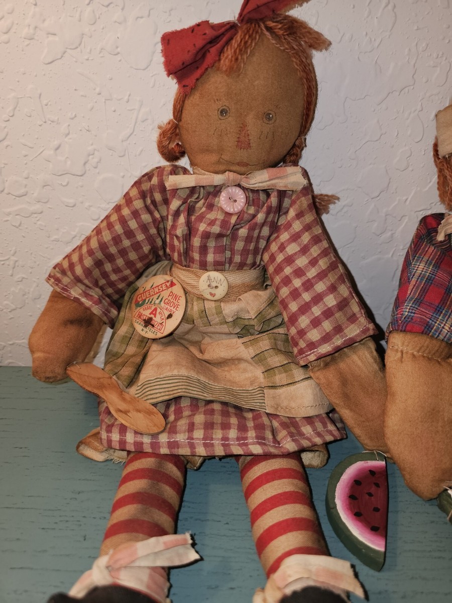 Vintage 1930's Raggedy Ann & Andy Textile Rag Dolls | eBay
