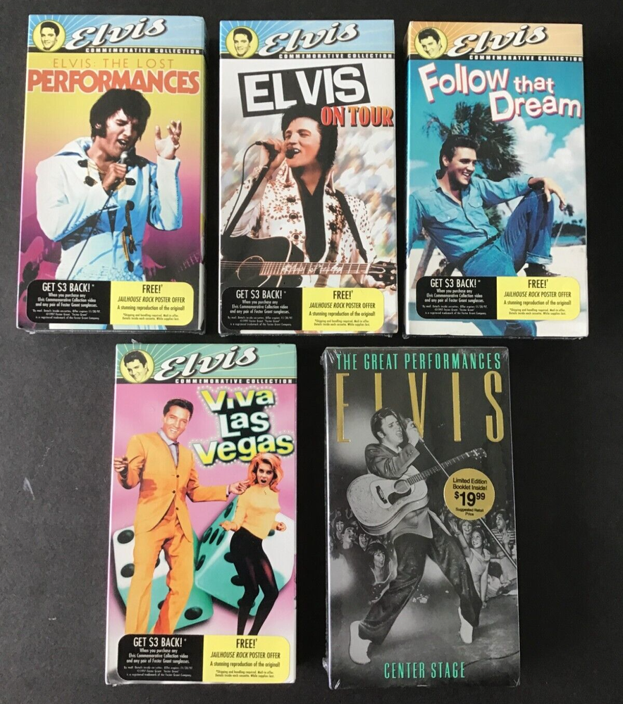ELVIS PRESLEY 5 SEALED VHS Tapes, Viva Las Vegas, On Tour, Center Stage & More
