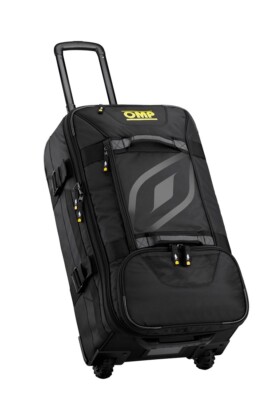 OMP Medium Trolley Bag Rally Racing 2 Wheels Retractable Handle Black/Yellow