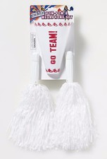 Cheerleader Pom Pom WHITE Poms Megaphone Costume Adult Child Cheer Leader Prop