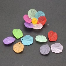 100 Mixed Color Frosted Acrylic Flower Petals Leaves Beads Charm 18X20mm DIY