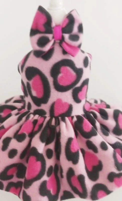 DOG HARNESS DRESS FLEECE CHEETAH    NEW HANDMADE  FREE SHIPPING