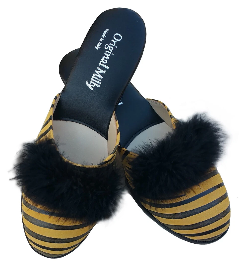 Milly 300 Ciabatte da camera chiuse con piuma naturale Marabou