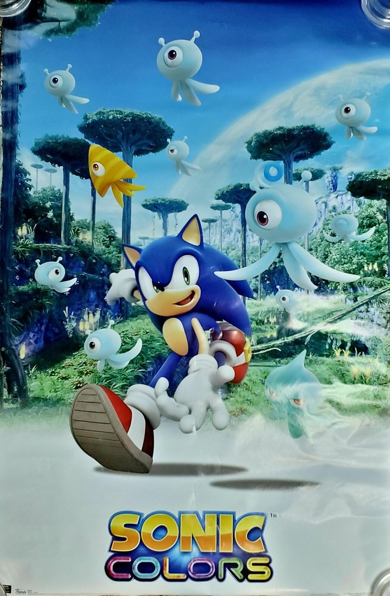 Sonic Colors Poster 34x22 ~ RARE! Sega / Nintendo Wii Switch