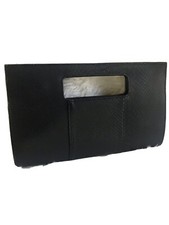 Charming Charlie Snap Closure Black Faux Leather Clutch Purse