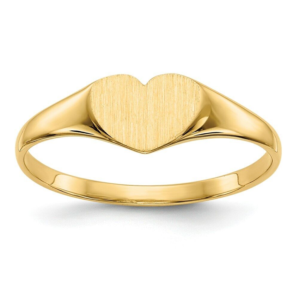 Real 14kt Yellow Gold 6.0x7.5mm Closed Back Heart Signet Real 14kt Yellow Gold 6.0x7.5mm Closed Back Heart Signet