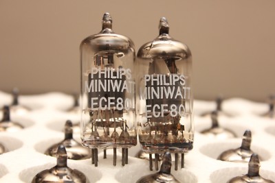 PHILIPS MINIWATT ECF80 ( 6BL8 CV5215 ) - triode/pentode - MATCHED PAIR - NOS