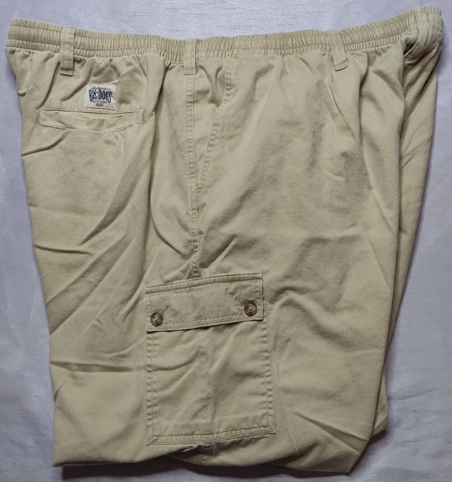BIG DOGS Men Big 2X Khaki Cotton Elastic Waistband Pull-On Cargo Pants - Image 3 of 4